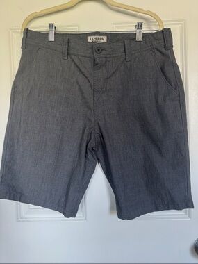 Express Modern Fit Navy Micro-Check Chino Shorts - Men's 33 - 10” Inseam